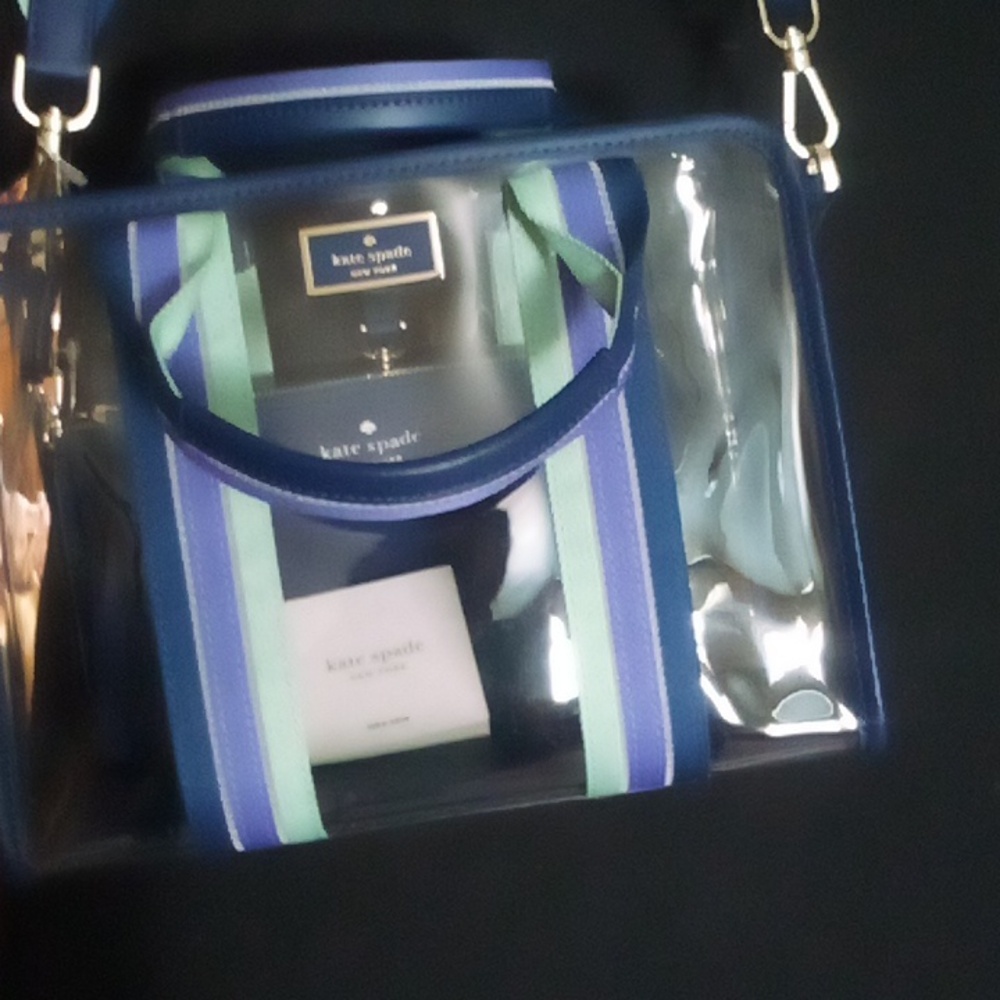 Kate Spade Sam See Through Satchel Clear Bag With Accessorie Pouch Adjustable St